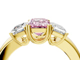 Yellow gold Three-Stone Fancy Pink Emerald Cut Cut Diamond Ring with Channel Set Band and Four-Prong Setting_28