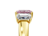 Yellow gold Three-Stone Fancy Pink Emerald Cut Cut Diamond Ring with Channel Set Band and Four-Prong Setting_29