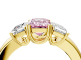 Yellow gold Three-Stone Fancy Pink Emerald Cut Cut Diamond Ring with Channel Set Band and Four-Prong Setting_4