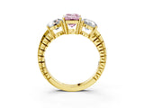 Yellow gold Three-Stone Fancy Pink Emerald Cut Cut Diamond Ring with Channel-Set Band and Prong Setting_3