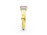Yellow gold Three-Stone Fancy Pink Emerald Cut Cut Diamond Ring with Prong Setting and Classic Band_2