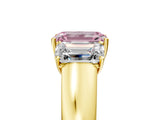 Yellow gold Three-Stone Fancy Pink Emerald Cut Cut Diamond Ring with Prong Setting and Classic Band_5