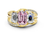 Yellow gold Three-Stone Fancy Pink Emerald Cut Cut Diamond Split Shank Prong Set Ring_12