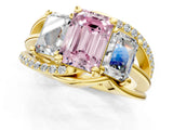 Yellow gold Three-Stone Fancy Pink Emerald Cut Cut Diamond Split Shank Prong Set Ring_13