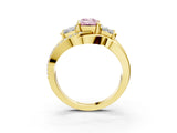 Yellow gold Three-Stone Fancy Pink Emerald Cut Cut Diamond Split Shank Prong Set Ring_3