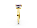 Yellow gold Three-Stone Fancy Pink Emerald Cut Cut Solitaire Ring with Classic Prong Setting_2