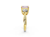 Yellow gold Three-Stone Fancy Pink Emerald Cut Diamond Channel Set Engagement Ring with Prong Setting_14