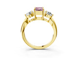 Yellow gold Three-Stone Fancy Pink Emerald Cut Diamond Channel Set Engagement Ring with Prong Setting_15