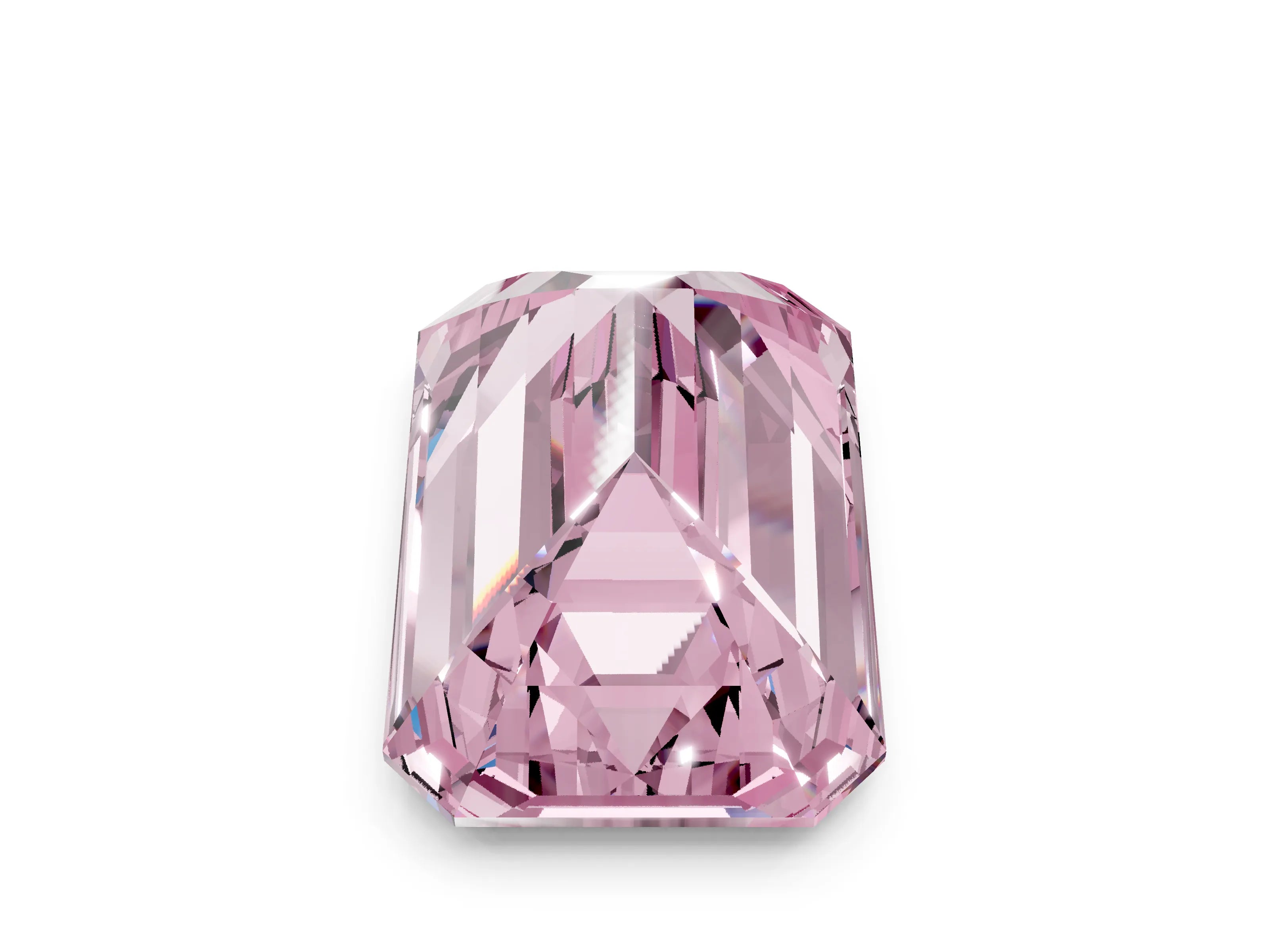 Yellow gold Three-Stone Fancy Pink Emerald Cut Diamond Engagement Ring with Pave Band and Prong Setting