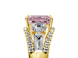 Yellow gold Three-Stone Fancy Pink Emerald Cut Diamond Engagement Ring with Pave Band and Prong Setting_17
