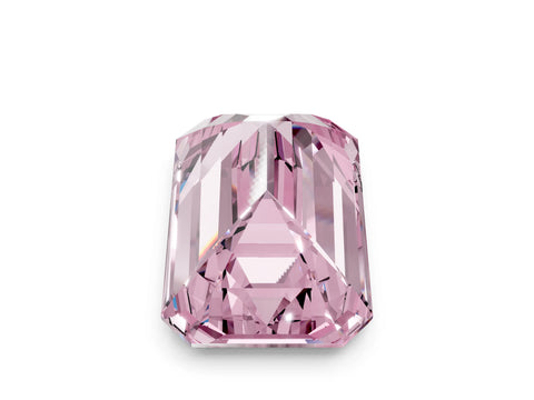 Yellow gold Three-Stone Fancy Pink Emerald Cut Diamond Engagement Ring with Pave Band and Prong Setting