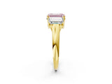 Yellow gold Three-Stone Fancy Pink Emerald Cut Diamond Engagement Ring with Prong Setting_5