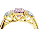 Yellow gold Three-Stone Fancy Pink Emerald Cut Diamond Engagement Ring with Prong Setting_7