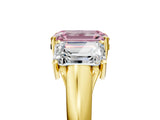 Yellow gold Three-Stone Fancy Pink Emerald Cut Diamond Engagement Ring with Prong Setting_8