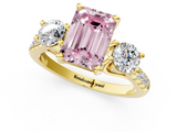 Yellow gold Three-Stone Fancy Pink Emerald  Cut Diamond Pavé Band with Four-Prong Setting_29
