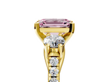 Yellow gold Three-Stone Fancy Pink Emerald  Cut Diamond Pavé Band with Four-Prong Setting_33