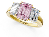Yellow gold Three-Stone Fancy Pink Emerald  Cut Diamond Ring with Channel-Set Band and Four-Prong Setting_48