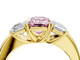 Yellow gold Three-Stone Fancy Pink Emerald  Cut Diamond Ring with Channel-Set Band and Four-Prong Setting_51