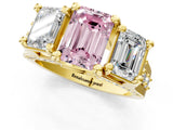 Yellow gold Three-Stone Fancy Pink Emerald  Cut Diamond Ring with Channel-Set Band and Four-Prong Setting_52