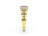 Yellow gold Three-Stone Fancy Pink Emerald  Cut Diamond Ring with Channel-Set Band and Four-Prong Setting_53