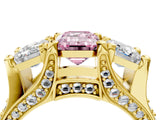 Yellow gold Three-Stone Fancy Pink Emerald  Cut Diamond Ring with Channel-Set Band and Four-Prong Setting_55