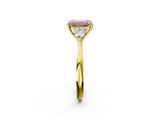 Yellow gold Three-Stone Fancy Pink Emerald  Cut Diamond Ring with Pear Side Stones in Four-Prong Setting_119
