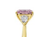 Yellow gold Three-Stone Fancy Pink Emerald  Cut Diamond Ring with Pear Side Stones in Four-Prong Setting_122