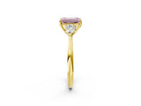 Yellow gold Three-Stone Fancy Pink Emerald Cut Diamond Ring with Pear  Side Stones in Four-Prong Setting_50