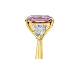 Yellow gold Three-Stone Fancy Pink Emerald Cut Diamond Ring with Pear  Side Stones in Four-Prong Setting_53
