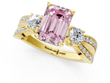 Yellow gold Three-Stone Fancy Pink Emerald  Cut Diamond Twist Band with Prong Setting_40