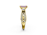 Yellow gold Three-Stone Fancy Pink Emerald  Cut Diamond Twist Band with Prong Setting_41