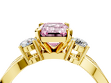 Yellow gold Three-Stone Fancy Pink Emerald  Cut Diamond Twist Band with Prong Setting_43