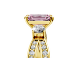 Yellow gold Three-Stone Fancy Pink Emerald  Cut Diamond Twist Band with Prong Setting_44