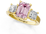 Yellow gold Three-Stone Fancy Pink Emerald  Cut Solitaire Ring with Prong Setting_4