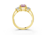 Yellow gold Three-Stone Fancy Pink Emerald  Cut Solitaire Ring with Prong Setting_6