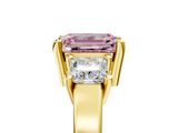 Yellow gold Three-Stone Fancy Pink Emerald  Cut Solitaire Ring with Prong Setting_8