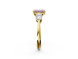 Yellow gold Three-Stone Fancy Pink Emerald  Diamond Ring with Pear Side Stones in Four-Prong Setting_73