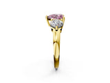 Yellow gold Three-Stone Fancy Pink Heart  Brilliant Cut Solitaire Ring with Prong Setting on a Classic Band 3