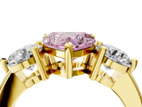 Yellow gold Three-Stone Fancy Pink Heart  Brilliant Cut Solitaire Ring with Prong Setting on a Classic Band 5