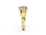 Yellow gold Three Stone Fancy Pink Heart Cut Cut Channel Set Diamond Ring_2