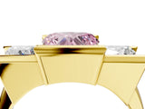 Yellow gold Three Stone Fancy Pink Heart Cut Cut Channel Set Diamond Ring_4