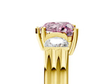 Yellow gold Three-Stone Fancy Pink Heart Cut Cut Classic Band Prong Setting Ring_5