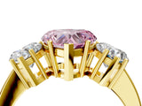 Yellow gold Three-Stone Fancy Pink Heart Cut Cut Diamond Engagement Ring with Flat Band and Four-Prong Setting_16