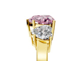 Yellow gold Three-Stone Fancy Pink Heart Cut Cut Diamond Engagement Ring with Flat Band and Four-Prong Setting_17