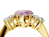 Yellow gold Three-Stone Fancy Pink Heart Cut Cut Diamond Engagement Ring with Flat Band and Four-Prong Setting_4
