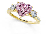 Yellow gold Three-Stone Fancy Pink Heart Cut Cut Diamond Pavé Band with Prong Setting_16
