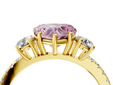 Yellow gold Three-Stone Fancy Pink Heart Cut Cut Diamond Pavé Band with Prong Setting_19