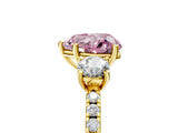 Yellow gold Three-Stone Fancy Pink Heart Cut Cut Diamond Pavé Band with Prong Setting_20