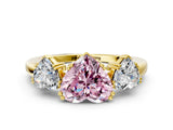Yellow gold Three-Stone Fancy Pink Heart Cut Cut Diamond Ring with Channel Set Band and Four-Prong Setting_24
