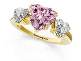 Yellow gold Three-Stone Fancy Pink Heart Cut Cut Diamond Ring with Channel Set Band and Four-Prong Setting_25